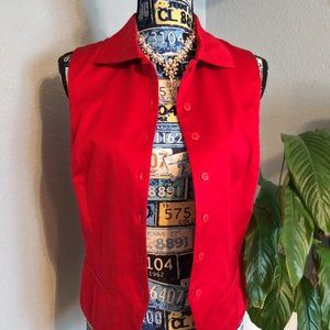 🔥EXPRESS Vibrant Red Sleeveless Button Up Vest
